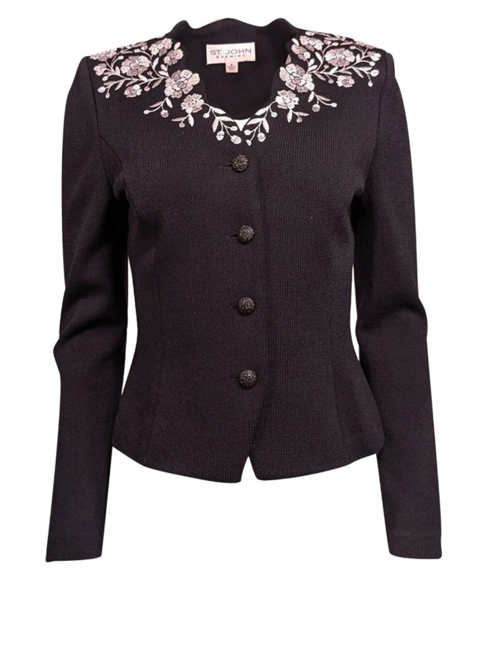 ST. JOHN EVENING black Santana knit embellished jacket